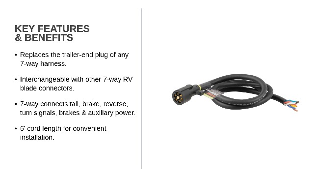 Amazon.com: Curt 56601 7-Way RV Blade Replacement Harness : Sports